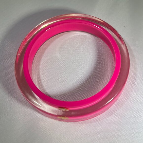 Kate Spade Hot Pink Lucite bangle Bracelet .5" Wide - Picture 2 of 4